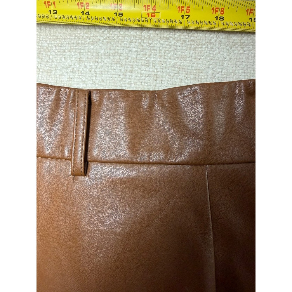 Zara Brown Pleated Tiered Mini Skirt Size S Cognac High Waisted Vegan Leather - Picture 11 of 13